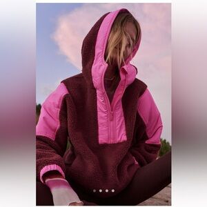 FP Movement by Free People Pink and Burgundy Lead The Pack Pullover Fleece